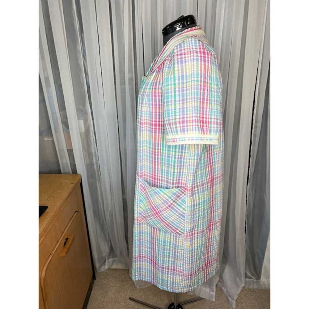 nap dress duster plaid quilted collar pink green … - image 4