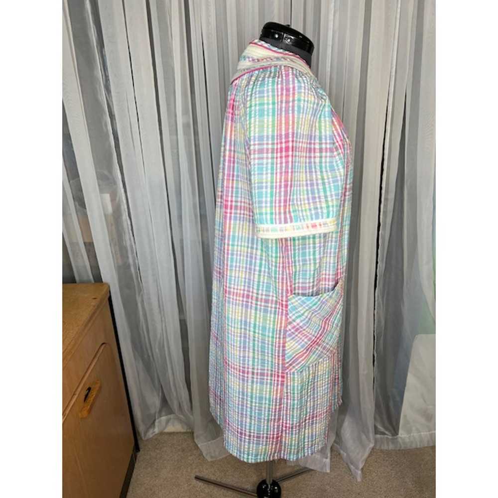 nap dress duster plaid quilted collar pink green … - image 6