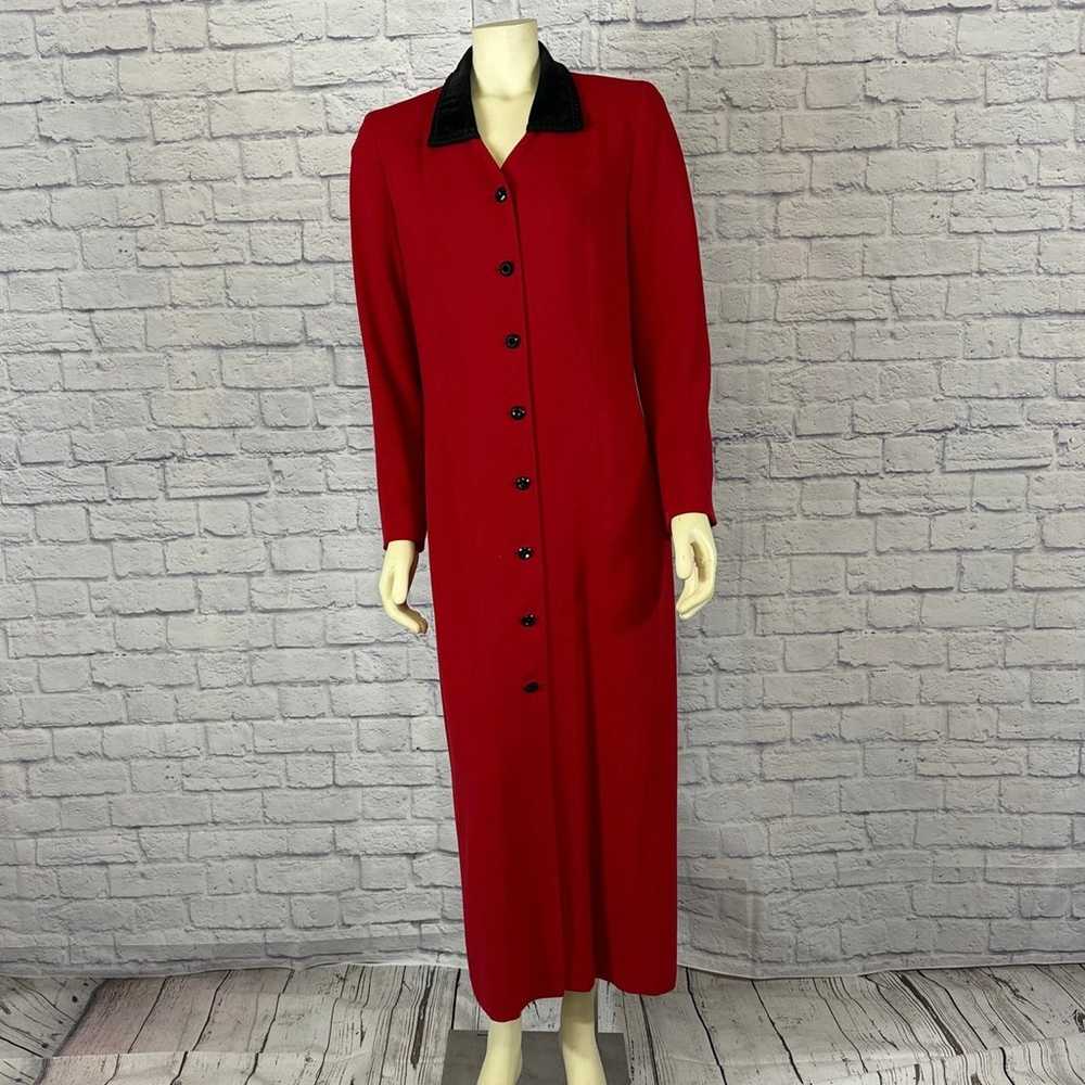 Vintage Kasper A.S.L Red and Black velvet coat dr… - image 1