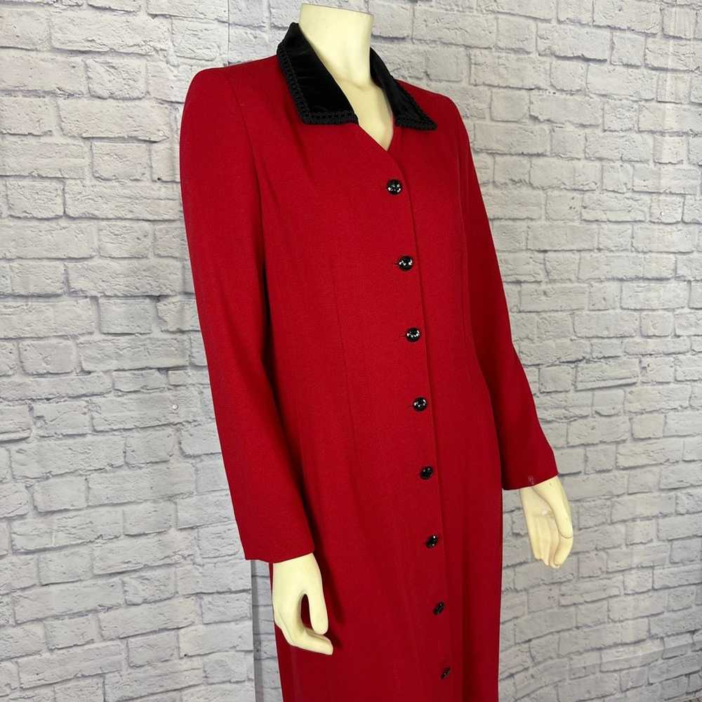 Vintage Kasper A.S.L Red and Black velvet coat dr… - image 4