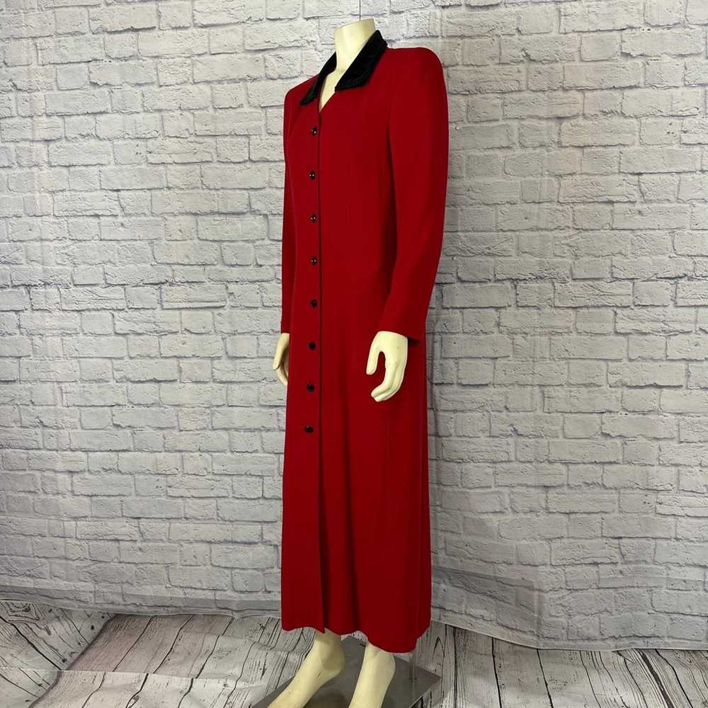 Vintage Kasper A.S.L Red and Black velvet coat dr… - image 5