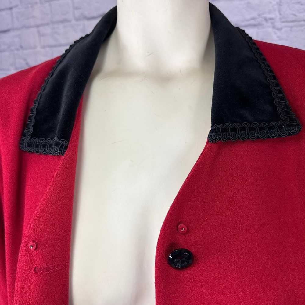 Vintage Kasper A.S.L Red and Black velvet coat dr… - image 9