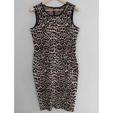 EUC Pink Tartan Leopard Print Bodycon Dress Size … - image 1