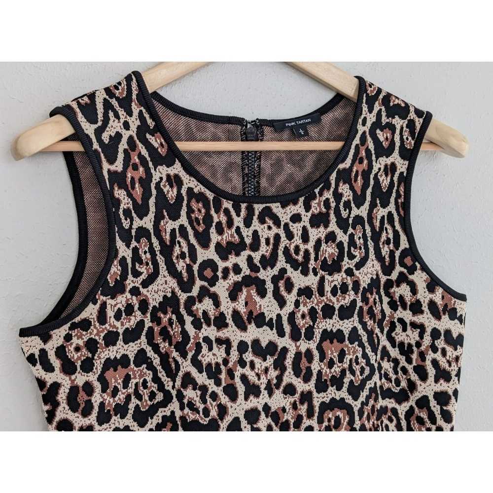EUC Pink Tartan Leopard Print Bodycon Dress Size … - image 2