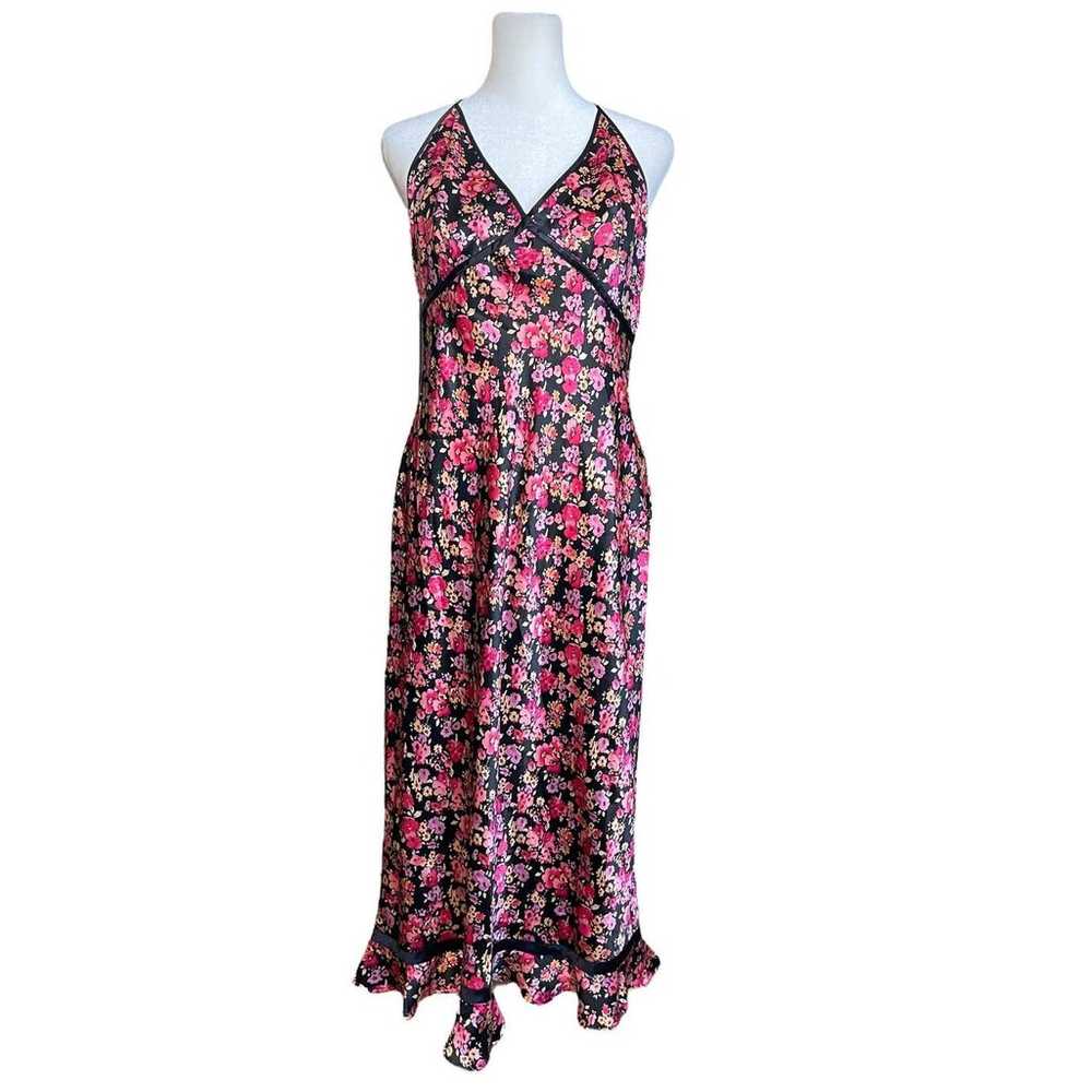 Express Womens Y2K Silk Halter Midi Dress Sz 11/1… - image 1