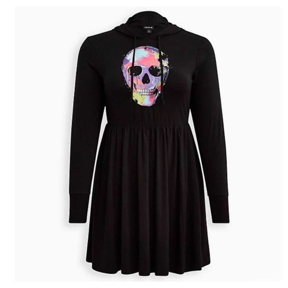 Torrid Hooded Skater Dress - Super Soft Skull Bla… - image 4