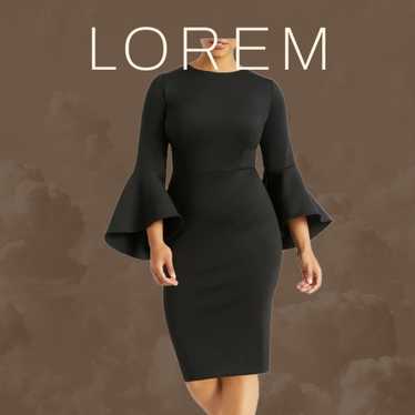 Eloquii Womens Black  Sheath Dress with Long Bell… - image 1