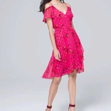 NEW WHBM pink floral cold shoulder dress, 4