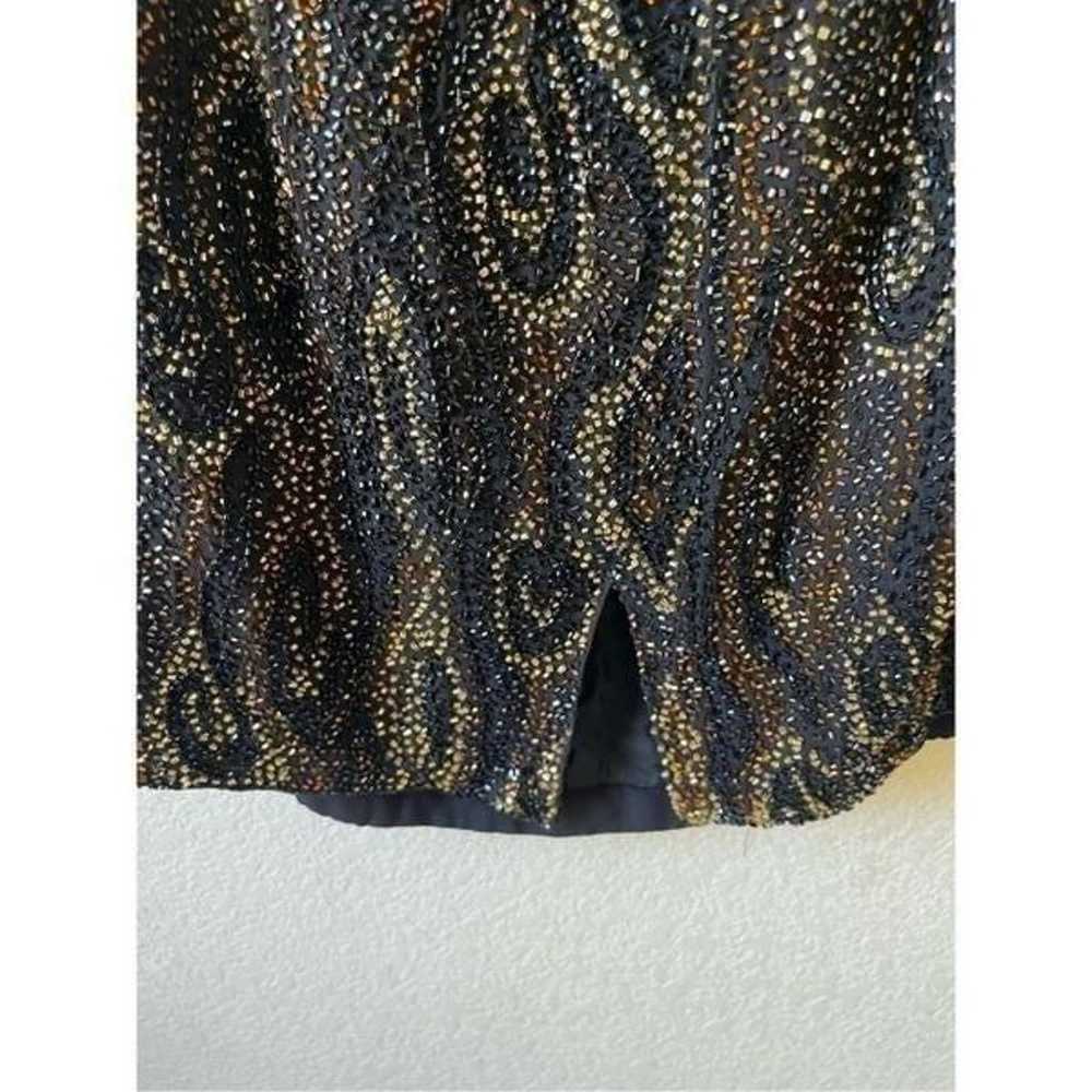 Vintage 100% silk full beaded mini dress - image 11