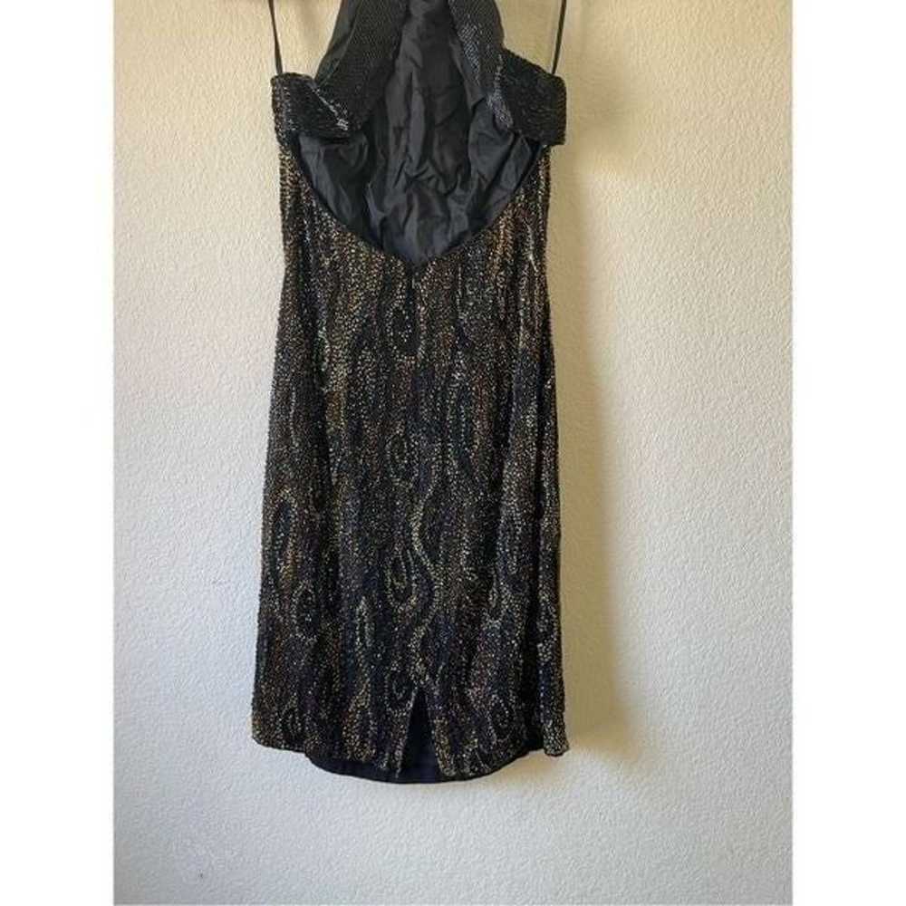 Vintage 100% silk full beaded mini dress - image 12