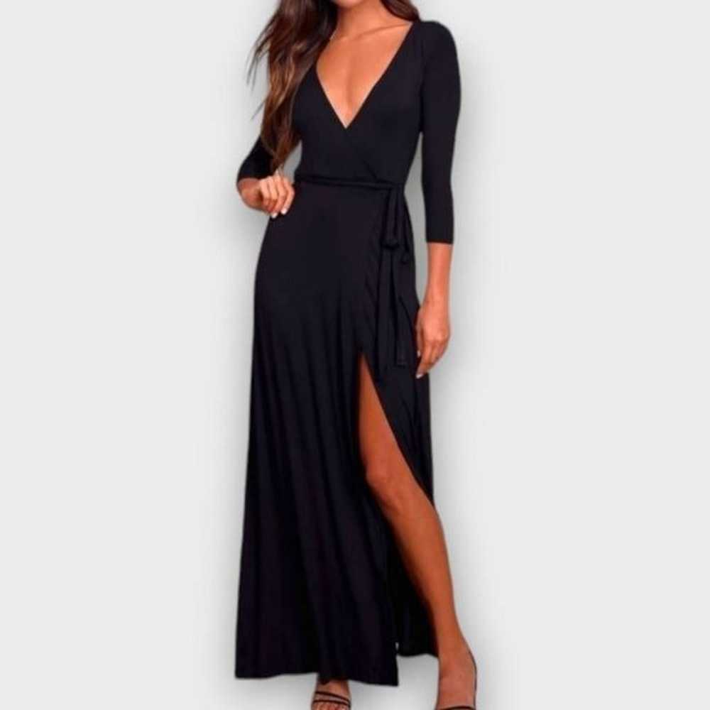 Lulus Dress Maxi Sz Large Black Jersey Garden Dis… - image 1