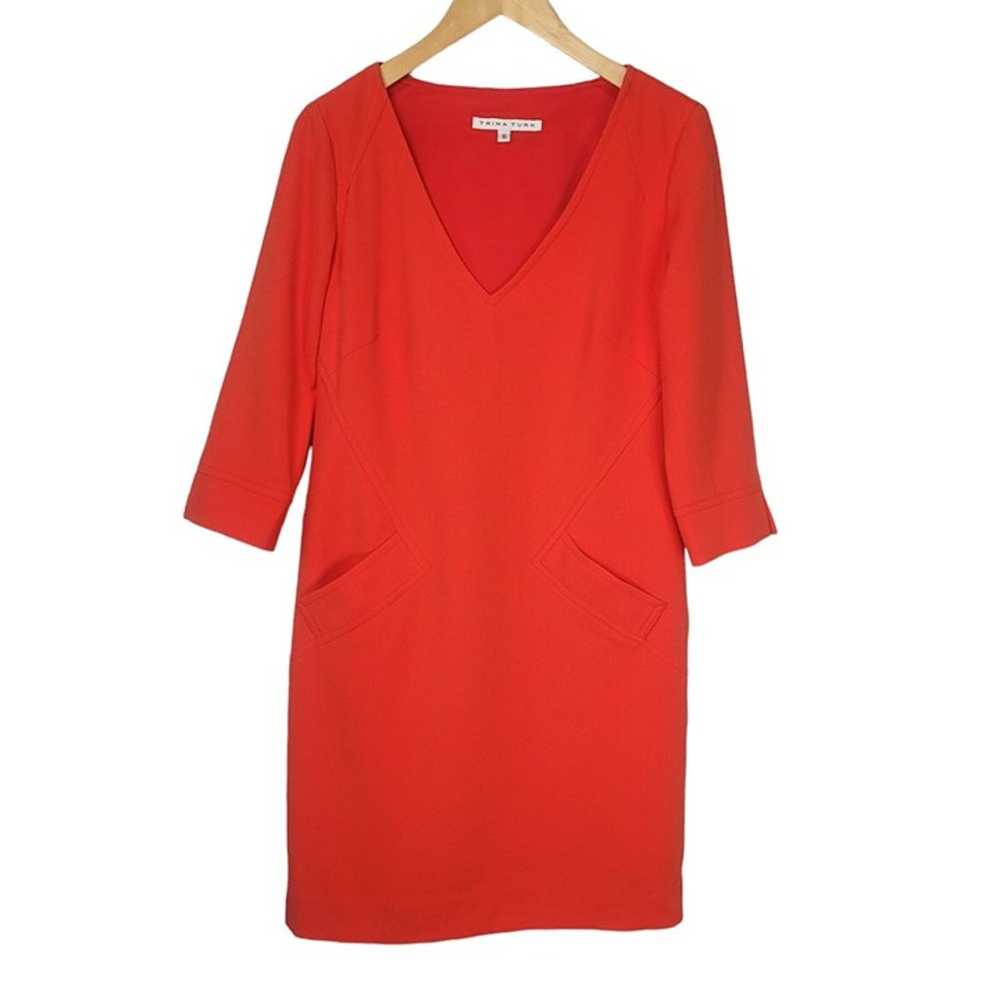 Trina Turk Mini Dress Red Orange with Pockets siz… - image 2