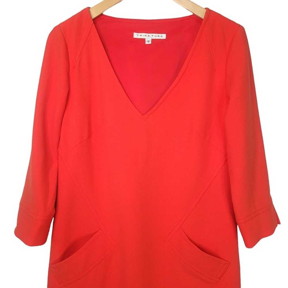 Trina Turk Mini Dress Red Orange with Pockets siz… - image 3