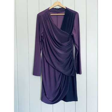 Komarov Faux Wrap Dress L Large Purple Ombre Slin… - image 1