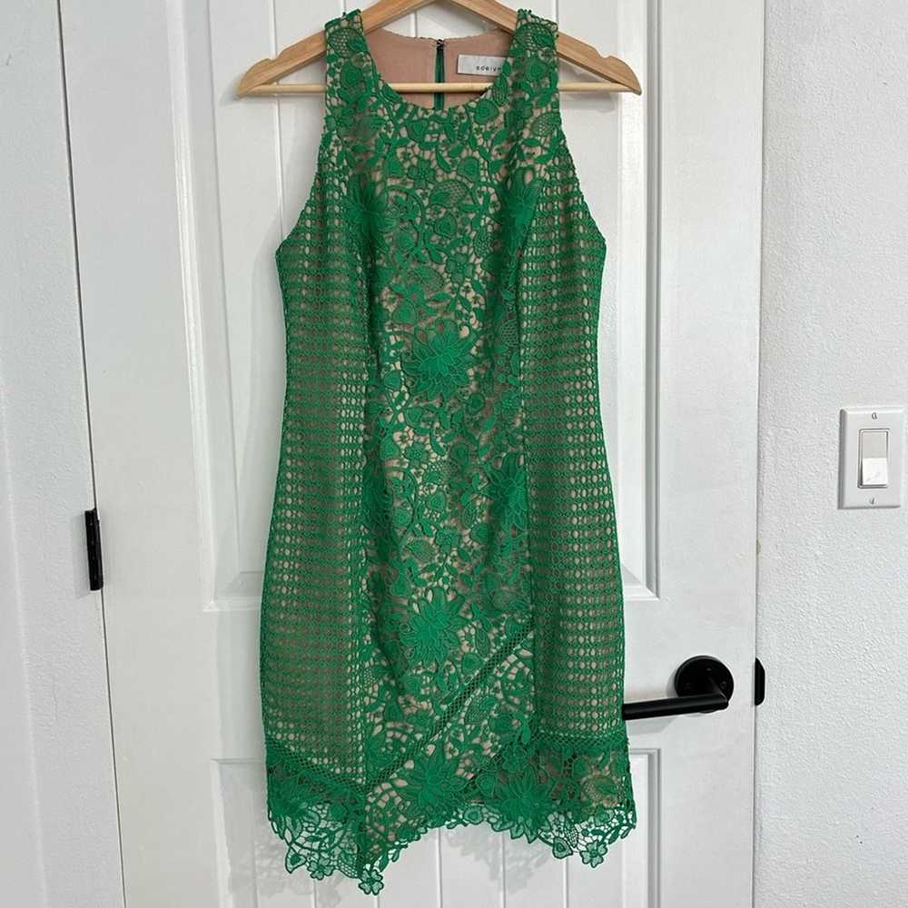 NWOT Adelyn Rae Green Lace Sleeveless Dress Sz Sm… - image 1