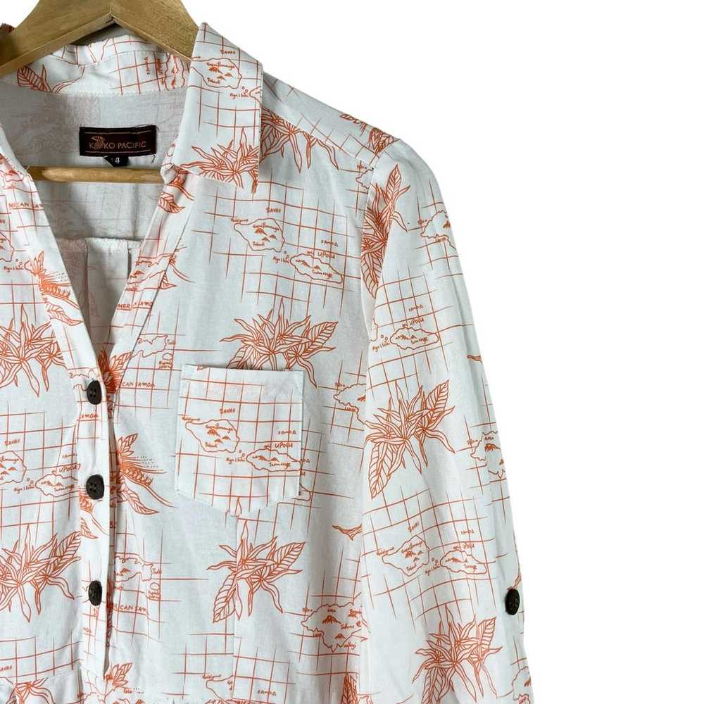 Koko Pacific Tropical Print Long Sleeve Midi Dres… - image 4