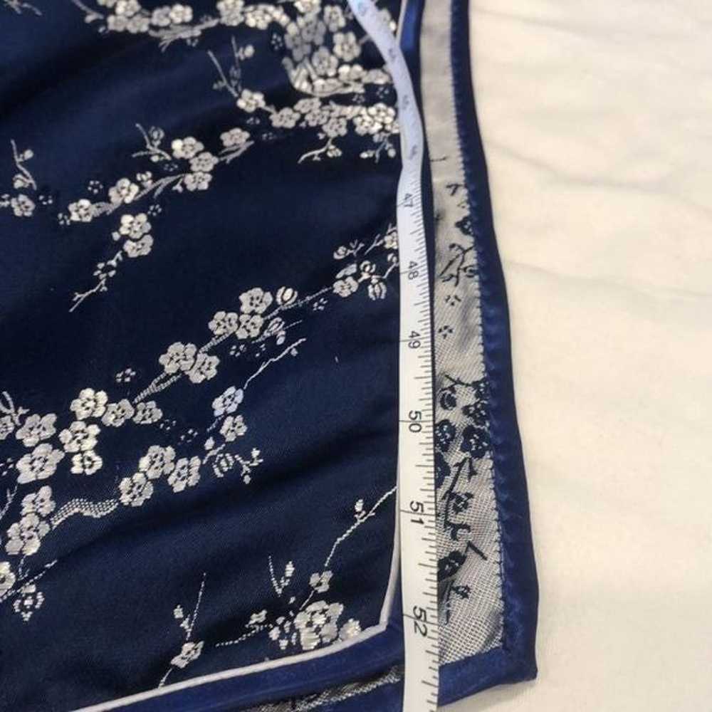 Jin Lin cheongsam dress blue silver floral side s… - image 11