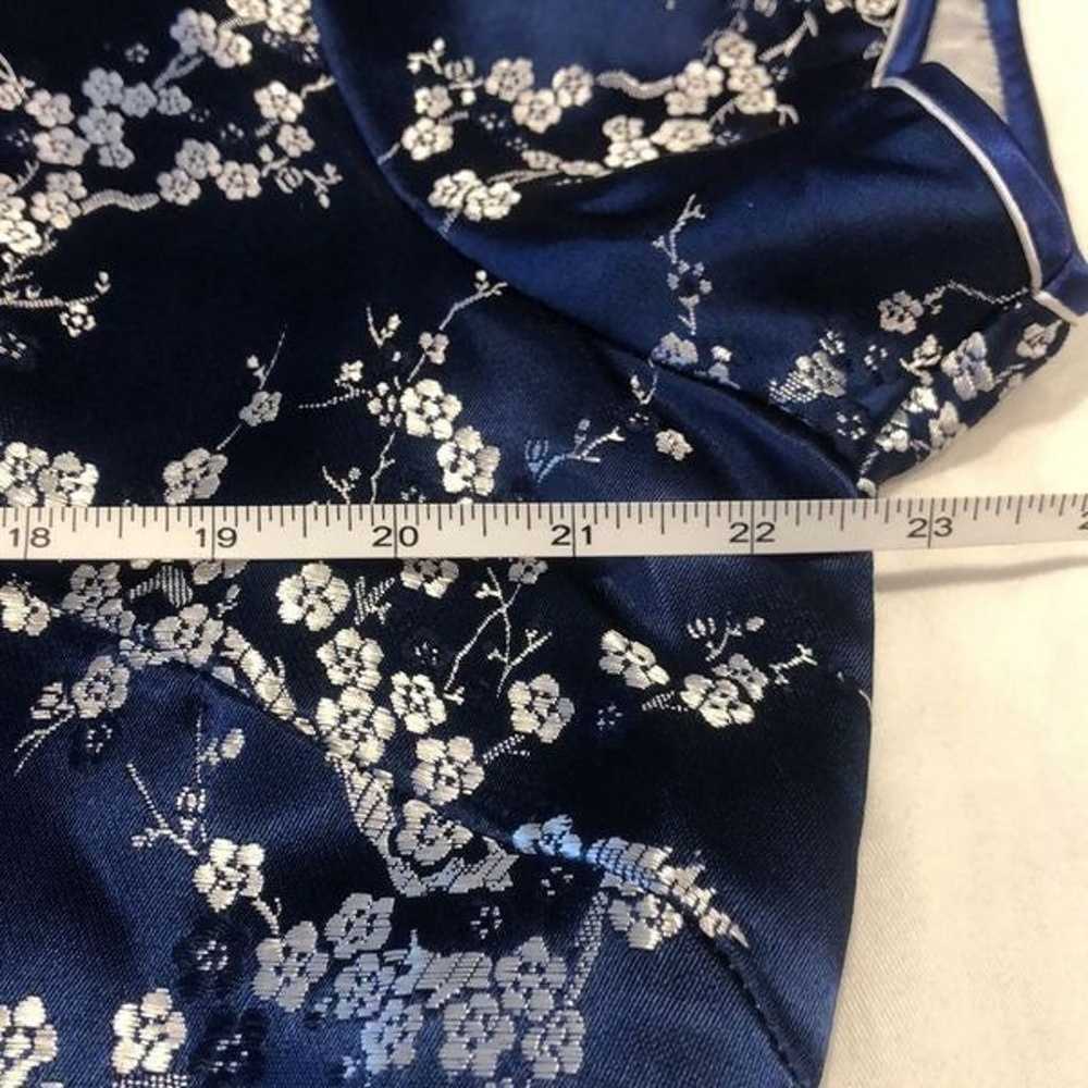 Jin Lin cheongsam dress blue silver floral side s… - image 9