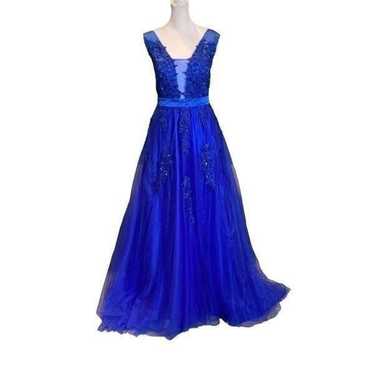Women’s Blue Full Length Prom Party Dress with Sm… - image 1