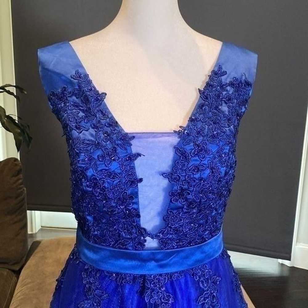 Women’s Blue Full Length Prom Party Dress with Sm… - image 2