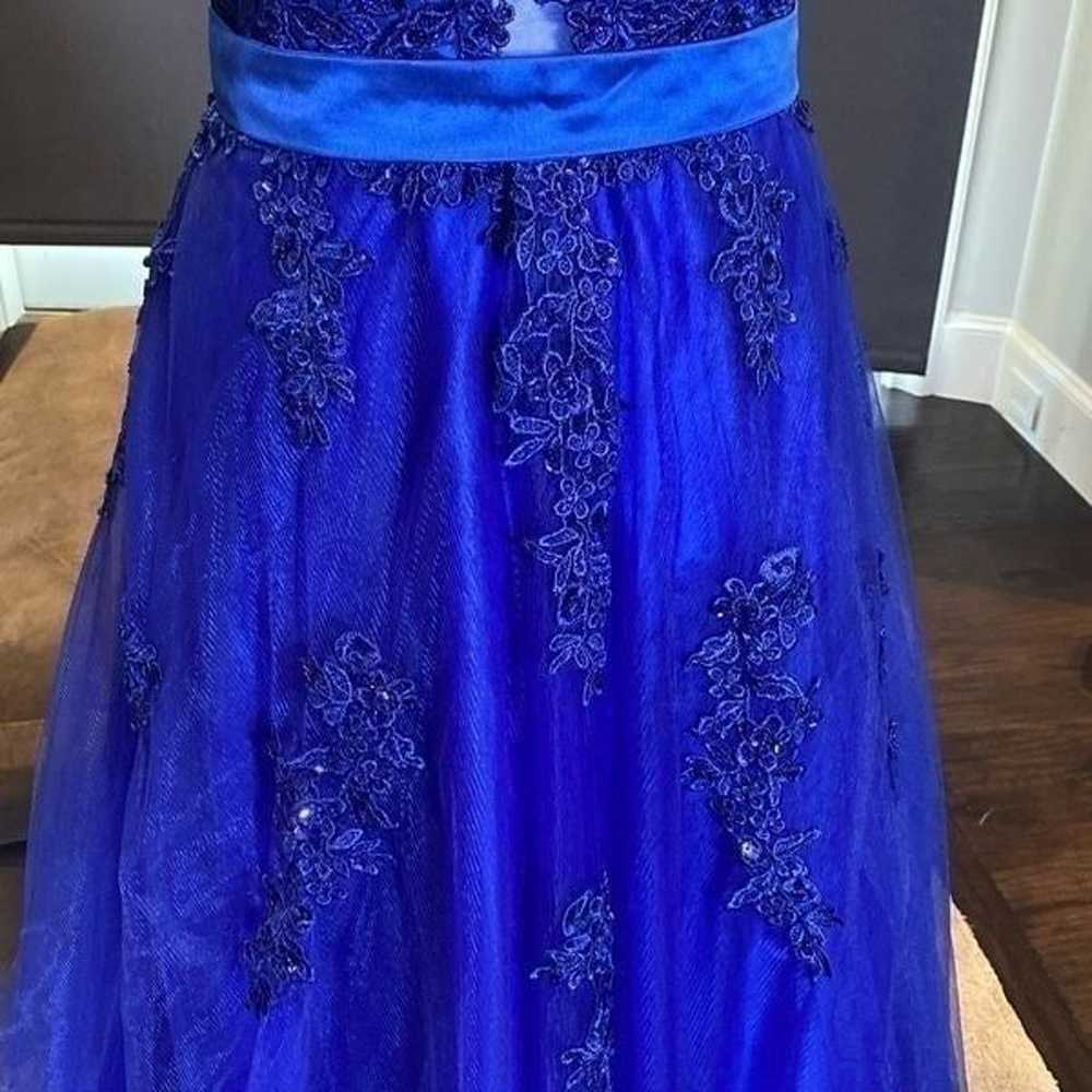 Women’s Blue Full Length Prom Party Dress with Sm… - image 3