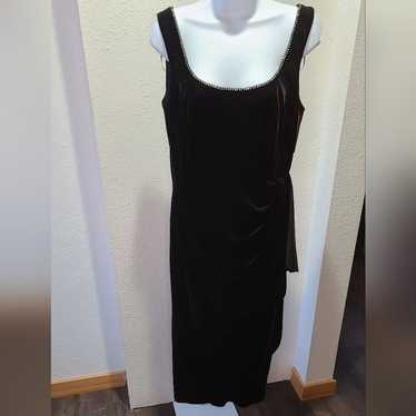 Alex Evenings Black Velvet Material Dress with em… - image 1