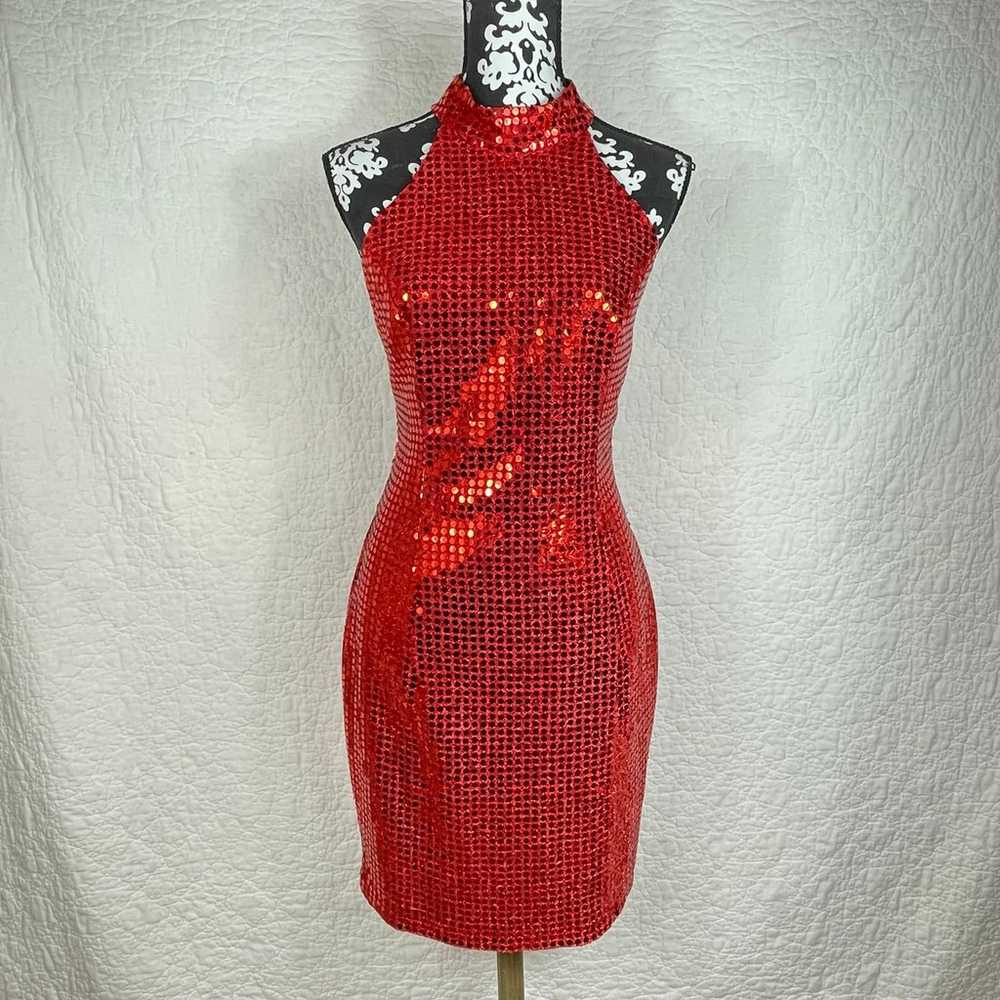 Vintage Frederick Of Hollywood Sequin Halter Body… - image 1