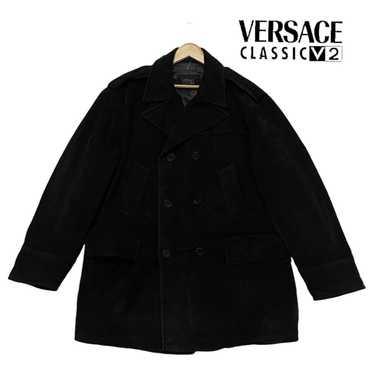 ベルサーチ　VERCACE CLASSIC V2 コート　黒 □極美品□ VERSACE CLASSIC V2 ヴェルサーチクラシック ウール