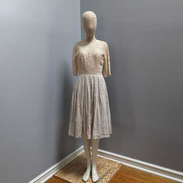 Miss Elliette Vintage Beige Lace Dress Size 12 - image 1