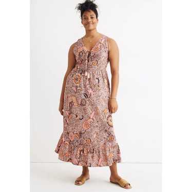 NWOT Madewell Lace-Up Ruffle-Hem Midi Dress in Ba… - image 1