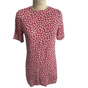 Reformation Beth Red & White Floral Mini Dress Sh… - image 1