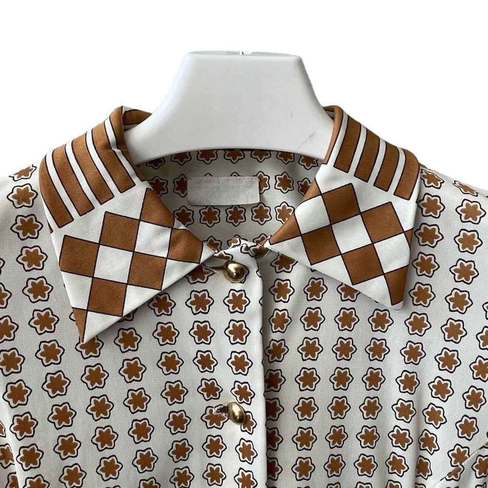 VINTAGE 70s Geometric Print Shirt Dress with Matc… - image 2