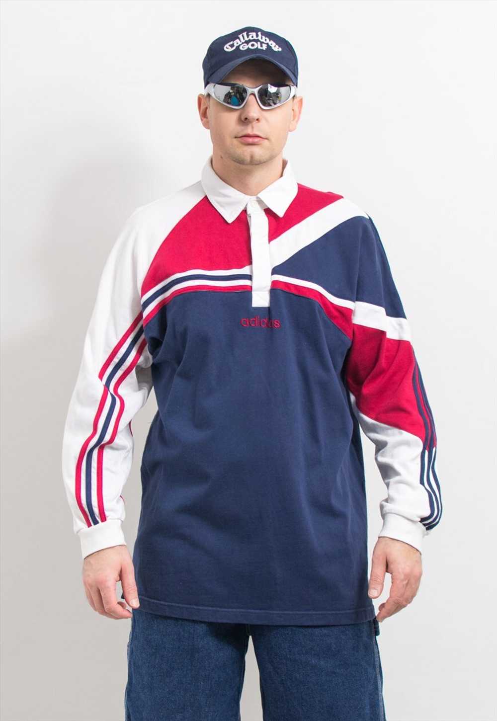 Adidas polo shirt 90's vintage long sleeve collar… - image 1