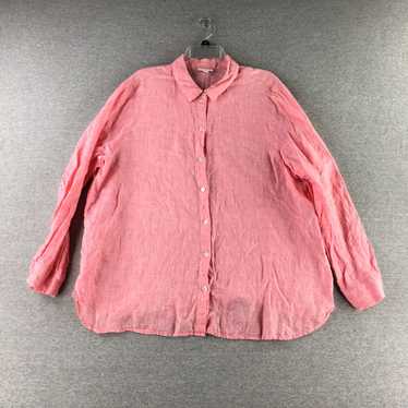 Vintage J Jill Shirt Womens XL Love Linen Pink Bu… - image 1