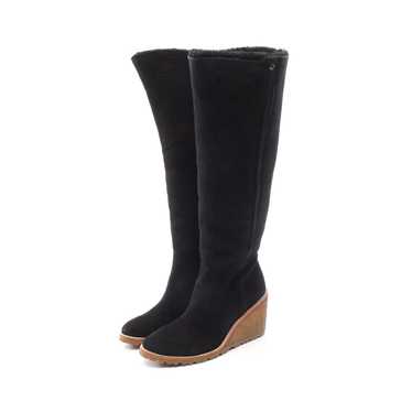 Coach Long Boots Suede Black Wedge Sole - image 1