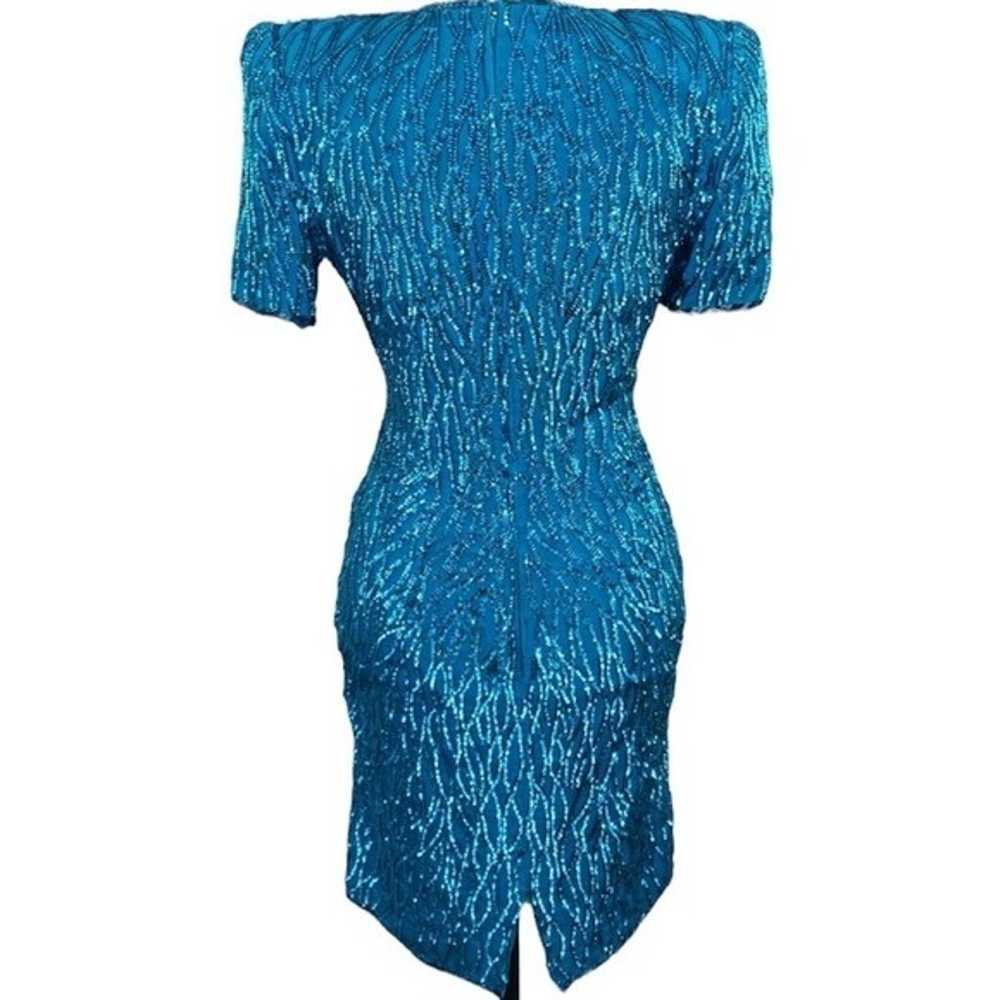 Vintage Silk Sequin Sheath Dress Womens 6P Cockta… - image 2