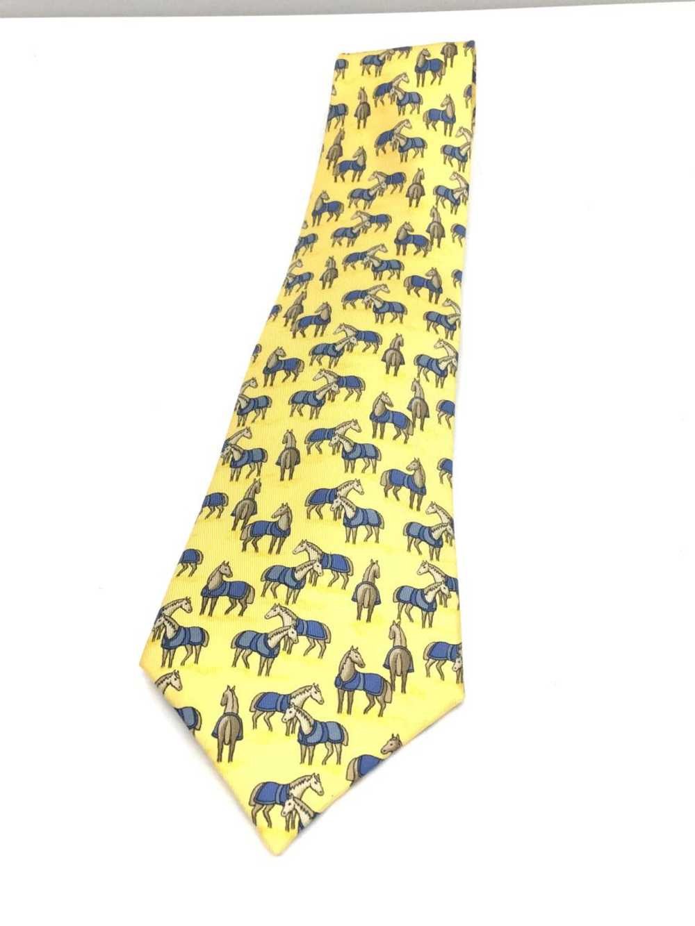 HERMES used      Tie   Silk   YLW  Clothing misce… - image 1