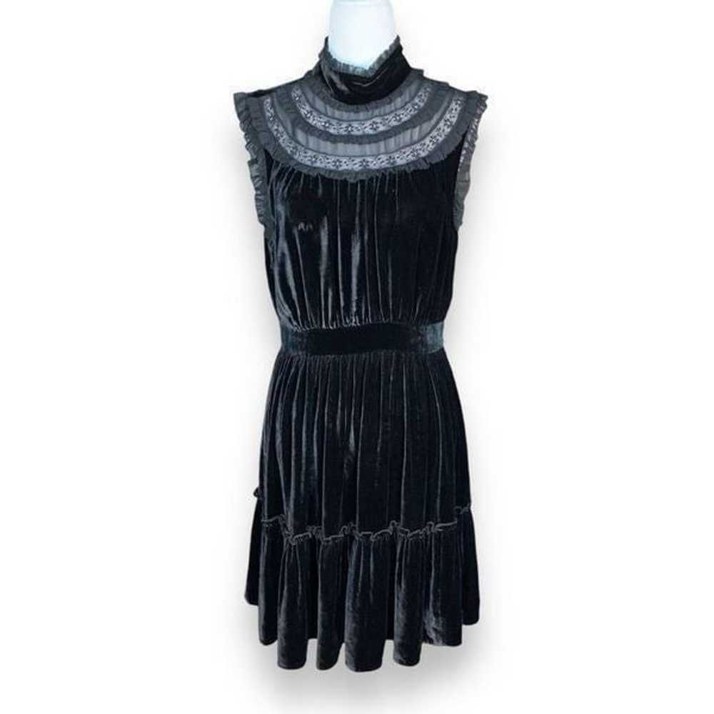 Kate Spade Dress Black Velvet Sheer Floral Meah D… - image 1