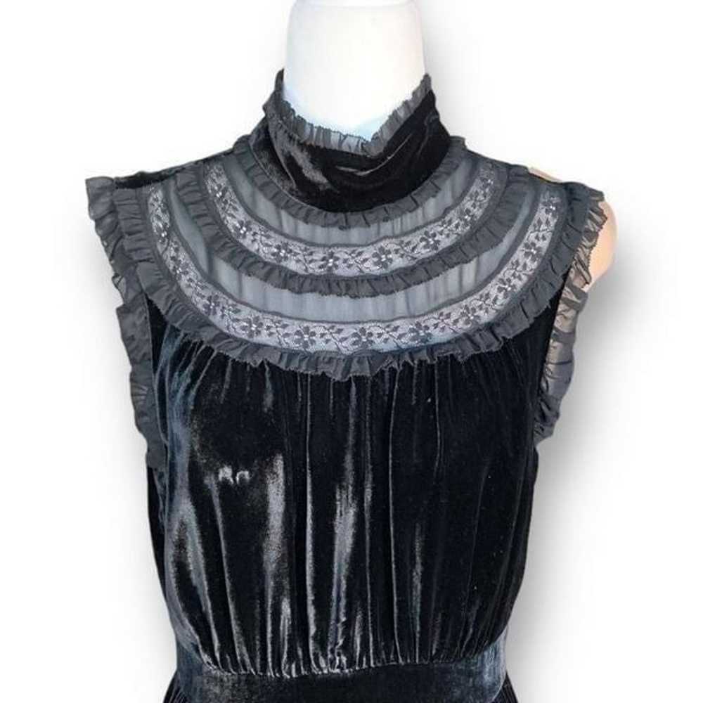 Kate Spade Dress Black Velvet Sheer Floral Meah D… - image 2