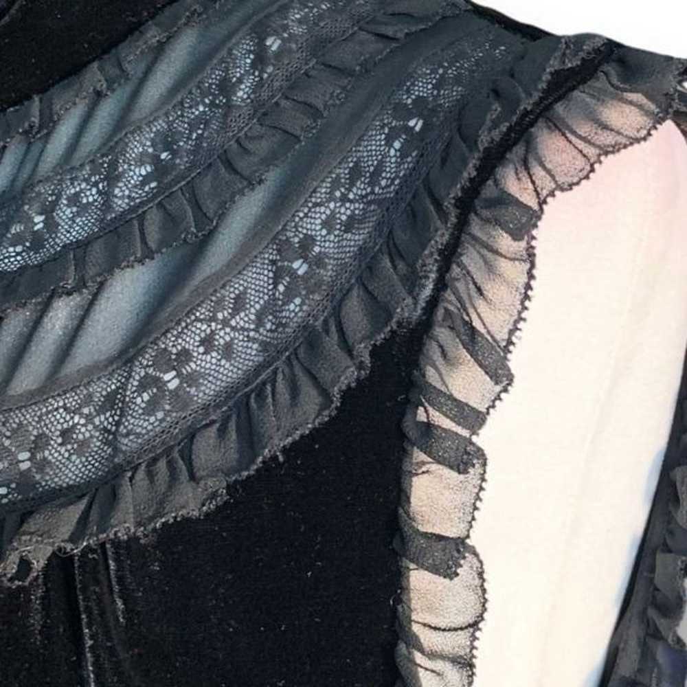 Kate Spade Dress Black Velvet Sheer Floral Meah D… - image 5