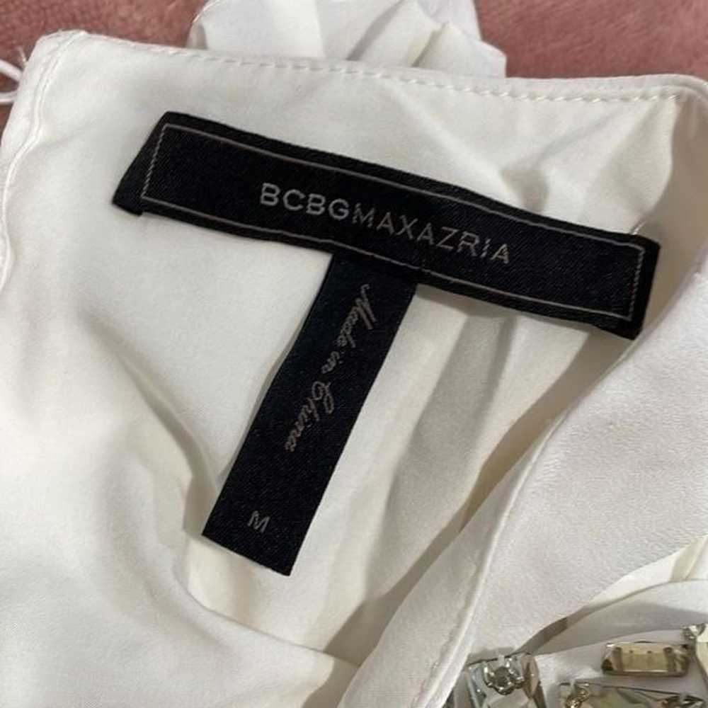 BCBGMAXAZRIA WHITE SELINA LAYERED A-LINE DRESS SI… - image 8