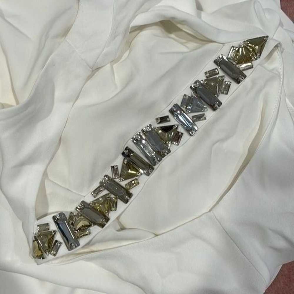 BCBGMAXAZRIA WHITE SELINA LAYERED A-LINE DRESS SI… - image 9
