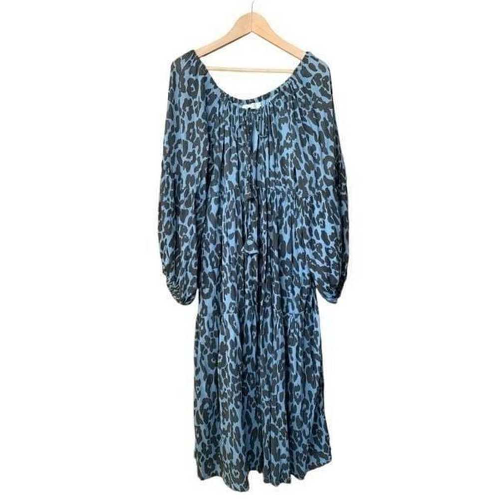 At Dawn. Cotton Crinkle Puff Dress Blue Surf Leop… - image 4