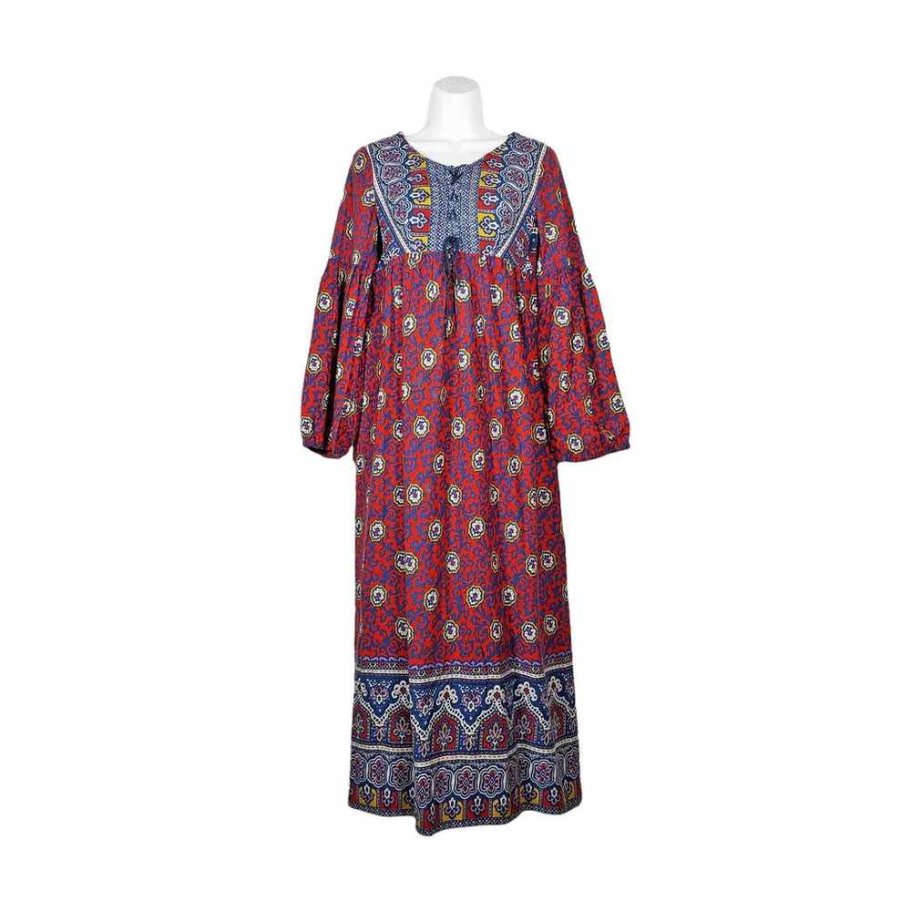 Vintage Maxi Dress Bohemian Bell Sleeve 70s Flora… - image 1
