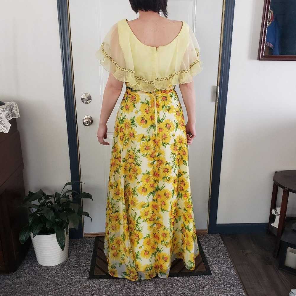 60s Yellow Floral Gown - image 4