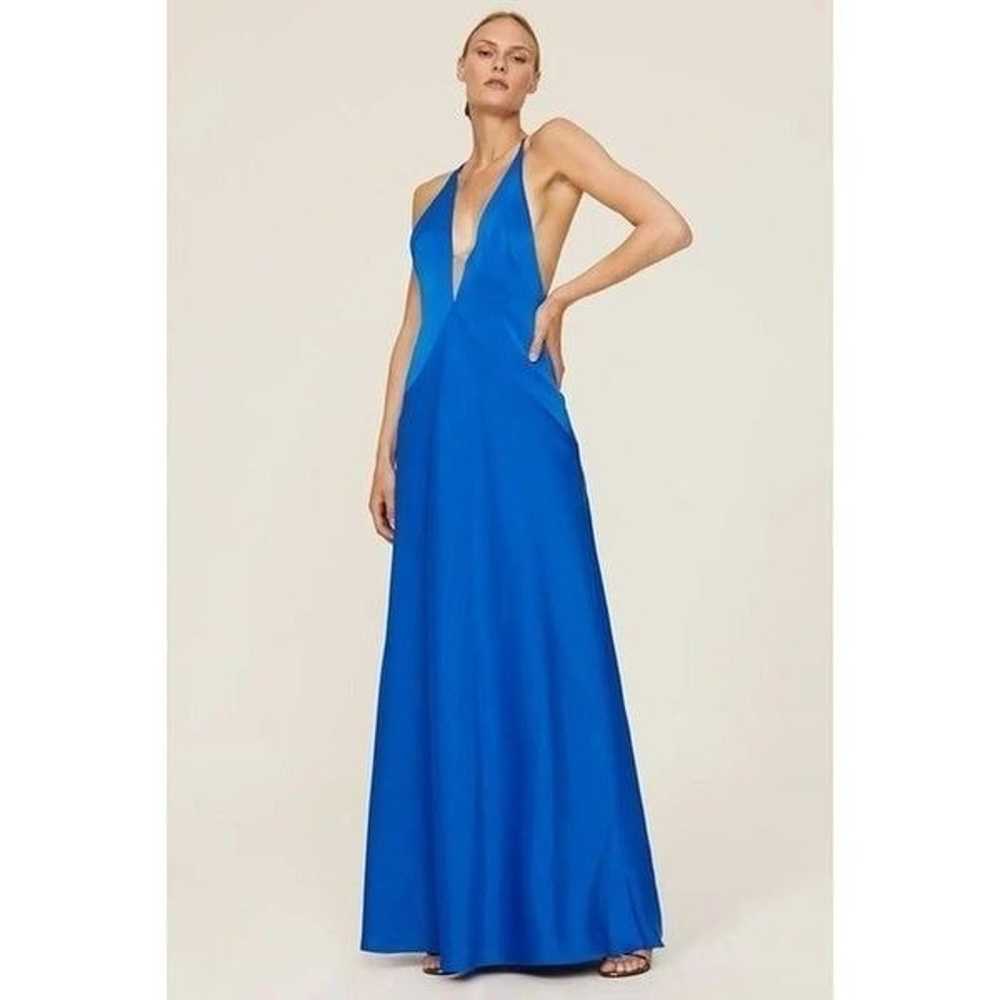 Aidan AIDAN MATTOX Halter Draped Gown in Blue 4 W… - image 1