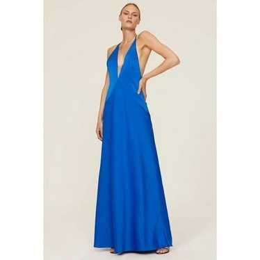 Aidan AIDAN MATTOX Halter Draped Gown in Blue 4 W… - image 1
