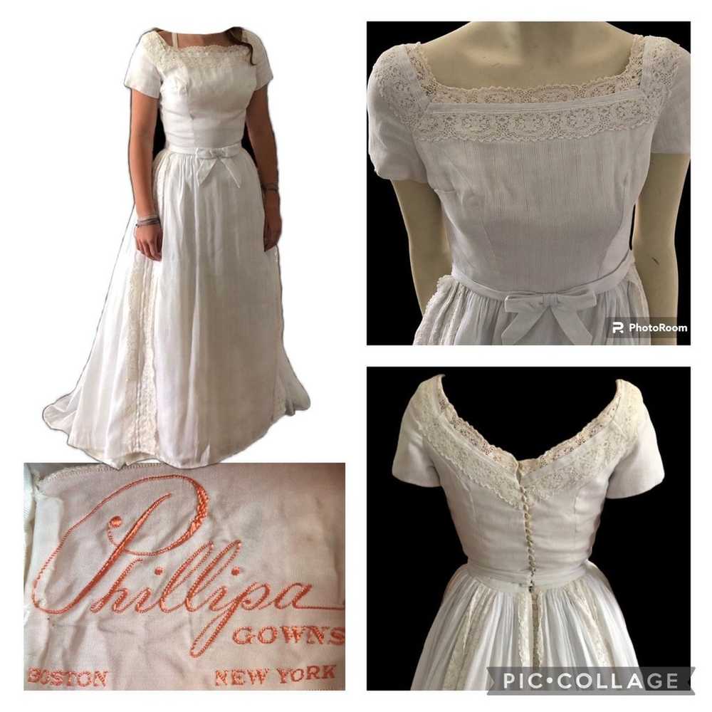 Vintage 1970s Phillipa wedding gown with train si… - image 1