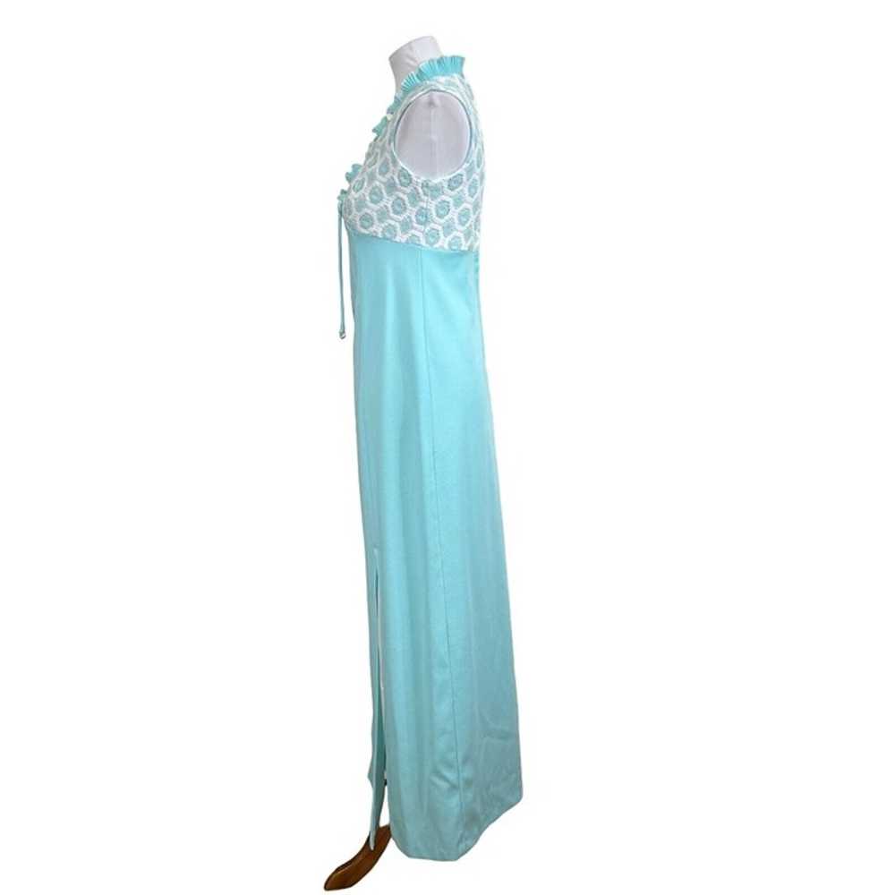 Vintage 70s 60s Handmade Dress Womens 4/6 Blue Ma… - image 2
