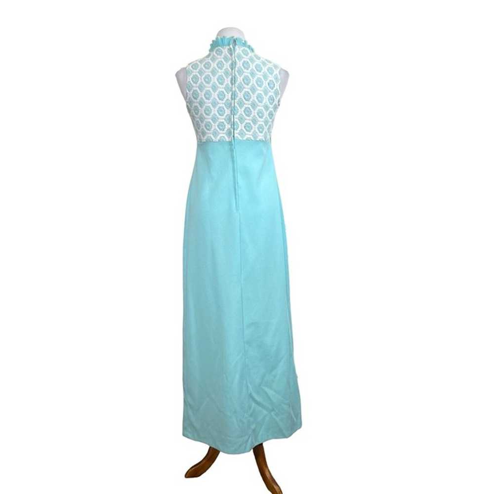 Vintage 70s 60s Handmade Dress Womens 4/6 Blue Ma… - image 3